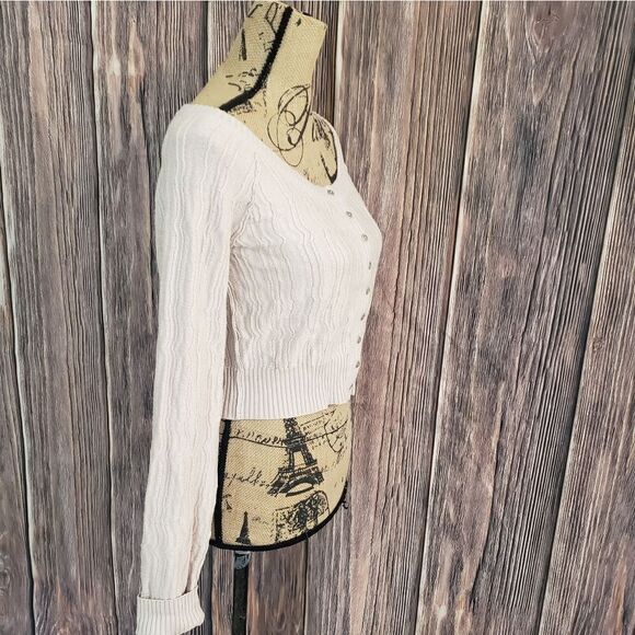 Free People Button Up Cropped Sweater W Size L - Picture 5 of 13